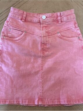 Bershka Pink Denim Midi Skirt